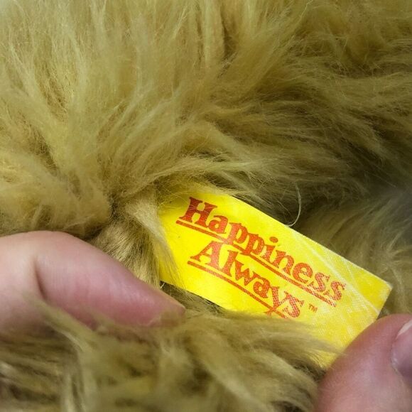 vintage 1995 happiness always the dog fluffy fur fuzzy plush 14” blonde puppy - Picture 3 of 9